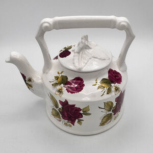 Vintage Arthur Wood Ceramic Teapot 6466 "Berry Wine" Roses and Ivy Pattern